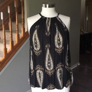 Neutral Paisley High Neck Top
